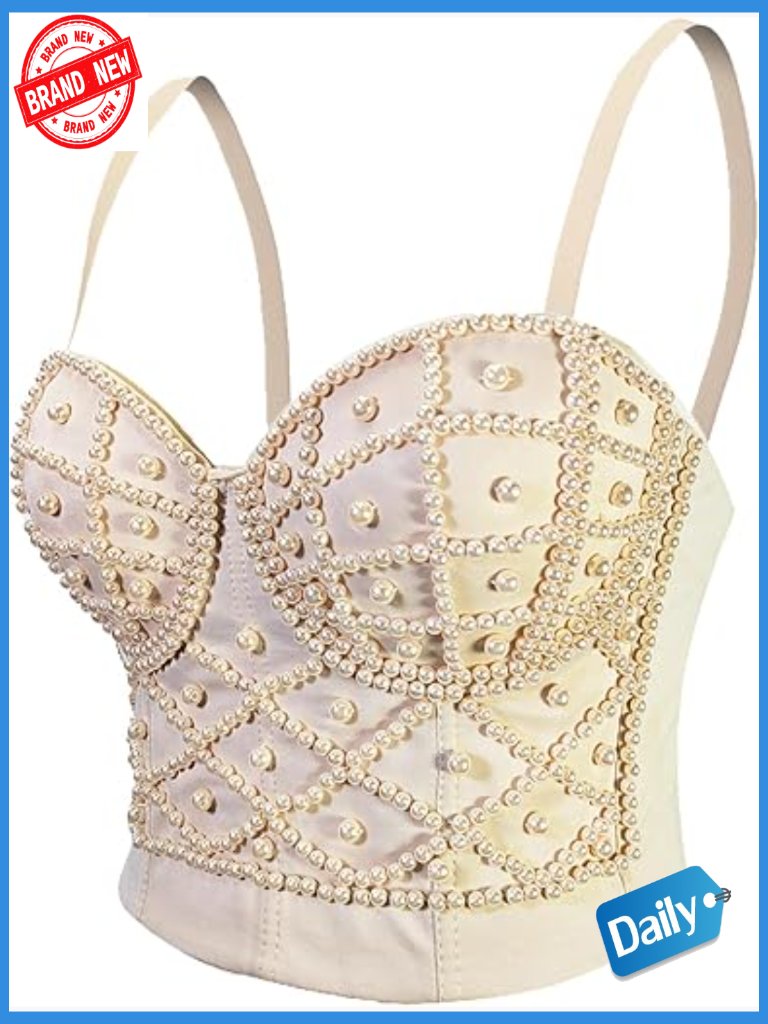 Beaded Bustier Corset Crop Top Party Club Bra